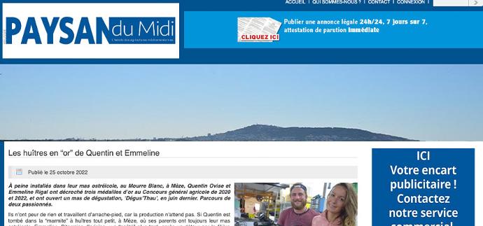 Paysan du midi les huitres en or